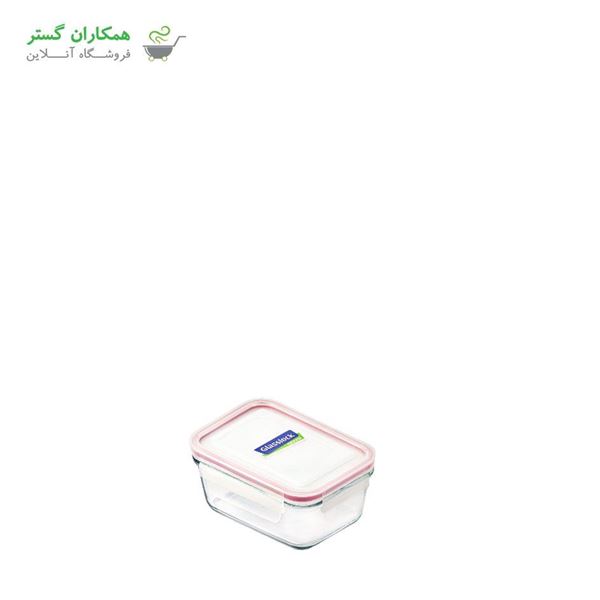 تصویر  ظرف گلس لاک مستطیل کلاسیک واشر صورتي  (RP-559-1 MCRB018)