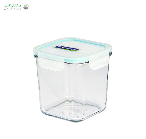 تصویر  ظرف گلس لاک مربع کلاسیک واشر فیروزه ای  (RP-530 -MCSD092)